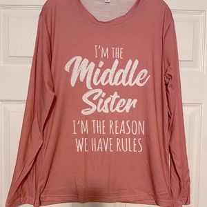 I’m the Middle Sister - XL Long Sleeve Pullover - Peach